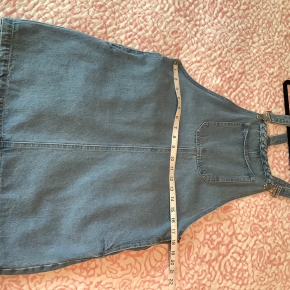 Denim Pocket Pinafore Mini Dress - Picture 3 of 8